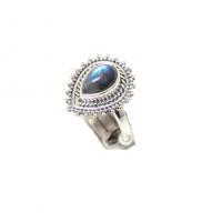 Adjustable Ring Silver Sterling 925 Natural Labradorite Gem Stone Women Gift E844